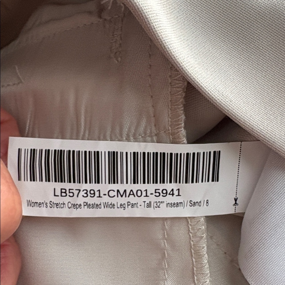 Quince Stretch Crepe Pleated Wide Leg Pant in Sand Tall Inseam Size 8 - Picture 11 of 14